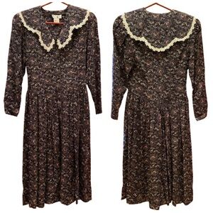 Vintage Gunne Sax 80s Victorian lace collar dress EUC